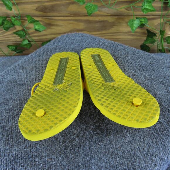 Michael Kors Women's Flip Flop Yellow Synthetic Sz 8 Medium Gently Used 2025 - Picture 6 of 6